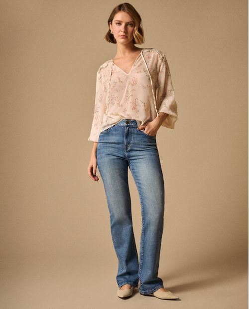 Jean Straight Azul Oscuro con Lavado Stone Wash