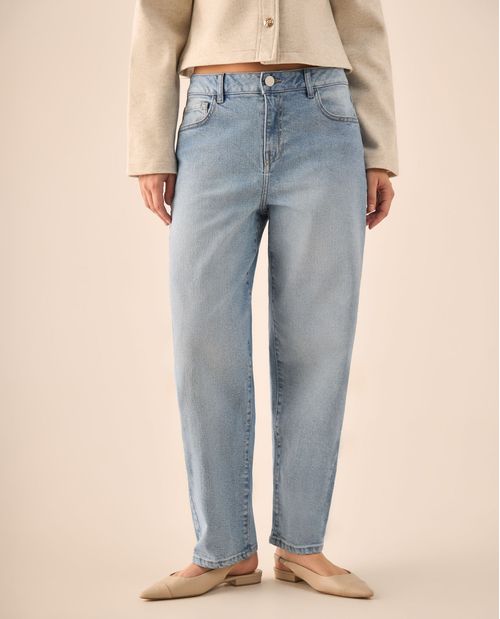 Jean Barrel Azul Claro con Tiro Alto