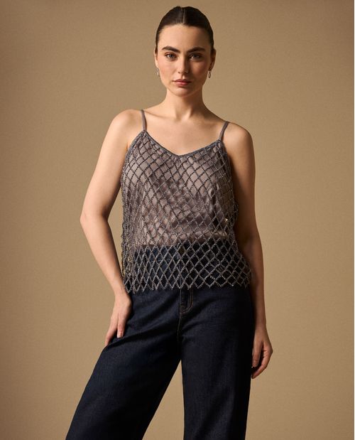 Top Bordado Geométrico con Lentejuelas