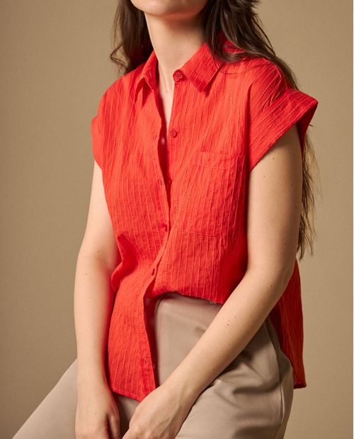 Camisa con Rayas Texturizadas