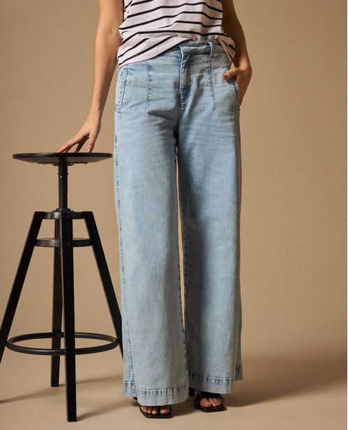 Jean Wide Leg Azul Claro Tiro Alto