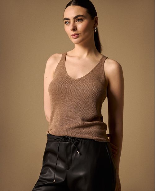 Camiseta Tejida con Lurex Dorado