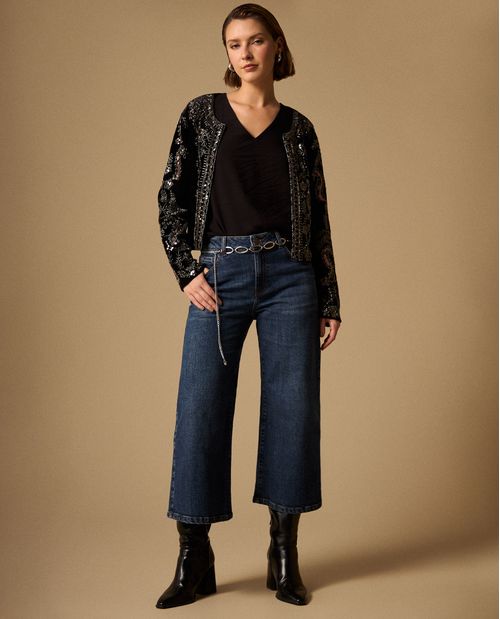 Jean Culotte Azul Oscuro Tiro Alto