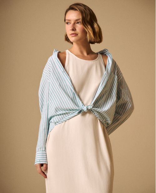 Camisa Rayas con Bordados en Puños