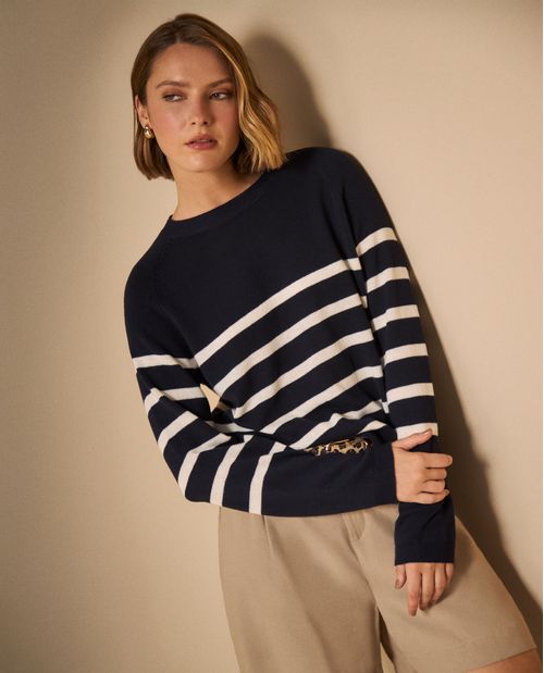 Suéter Tejido Rayas Azul Navegante