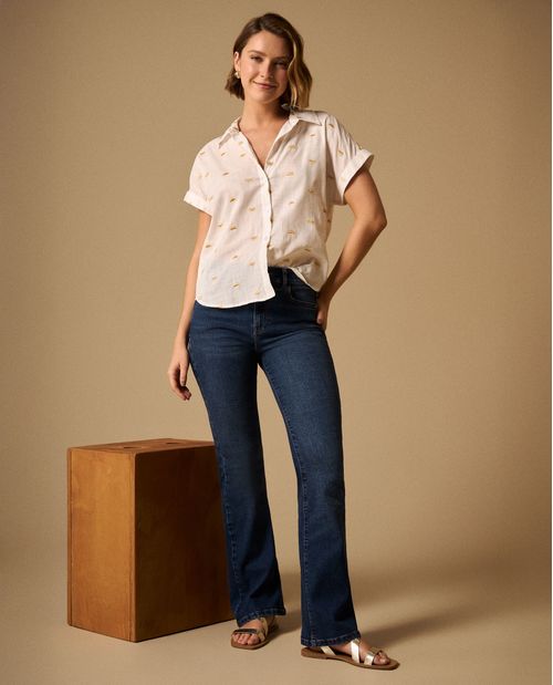 Jean Flared Azul Oscuro con Cáñamo Sostenible