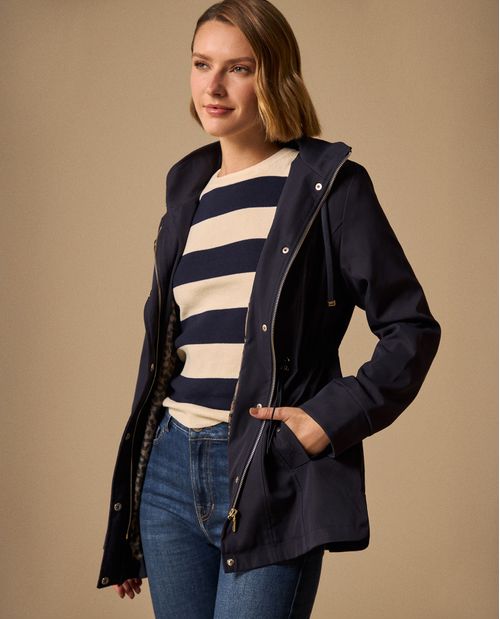 Chaqueta con Capucha y Forro Animal Print