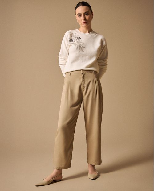 Pantalón Verde Tiro Alto Lyocell Sostenible