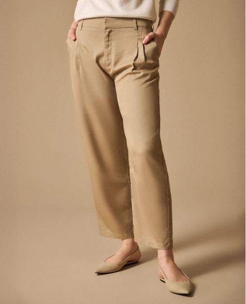 Pantalón Verde Tiro Alto Lyocell Sostenible