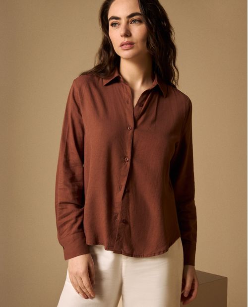 Camisa Café Visón Manga Larga
