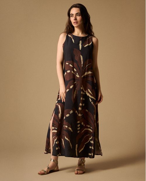 Vestido Largo con Estampado Tropical