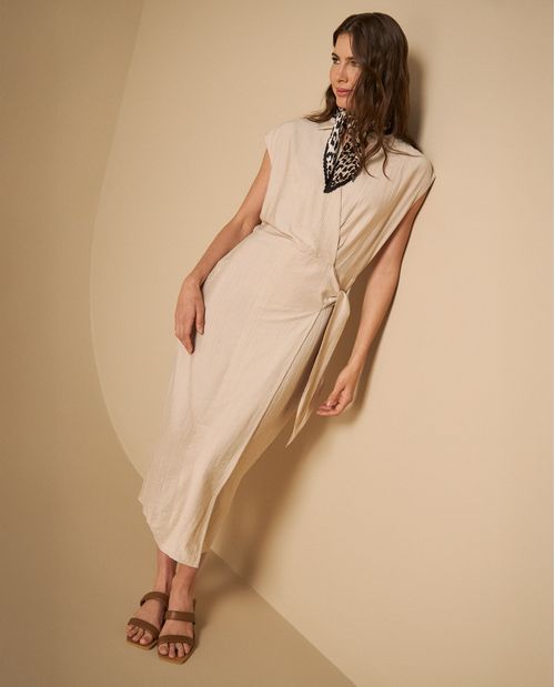 Vestido camisero midi con cinturón ajustable para mujer