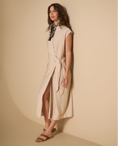 Vestido camisero midi con cinturón ajustable para mujer