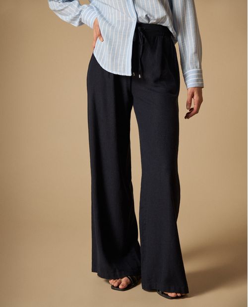 Pantalón wide leg con cordón ajustable para mujer