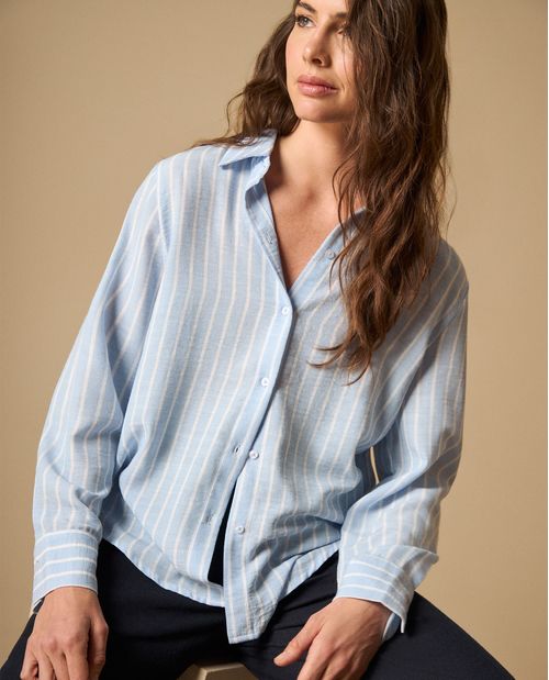 Camisa manga larga con rayas verticales para mujer
