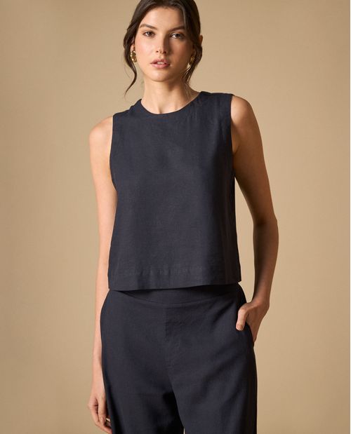 Blusa sin mangas cuello redondo para mujer