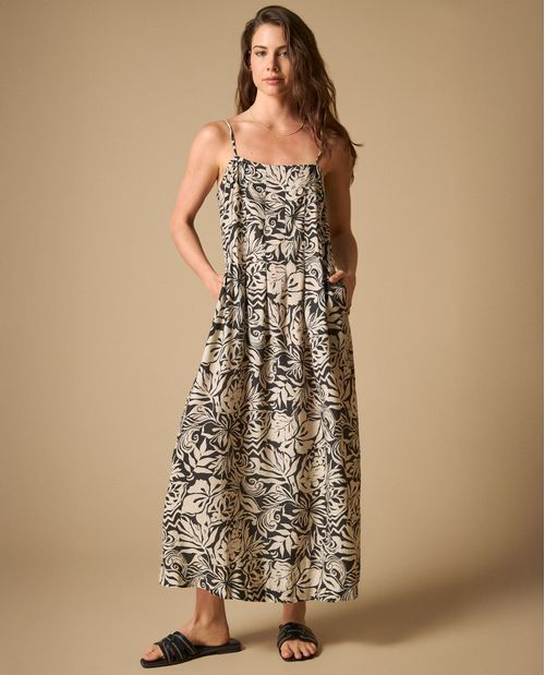 Vestido midi con tirantes para mujer