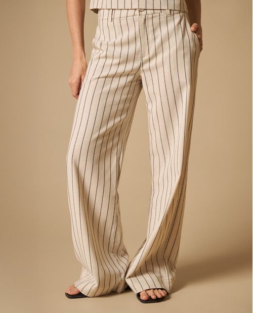 Pantalón wide leg con estampado de rayas para mujer