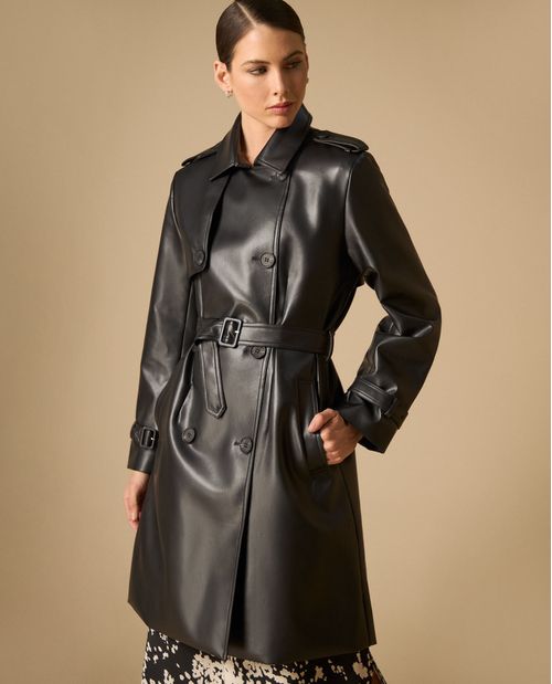 Trench coat doble botonadura con cinturón para mujer