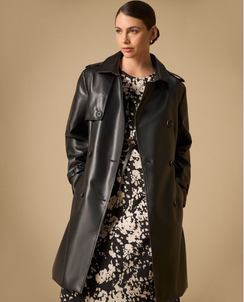 Trench coat doble botonadura con cinturón para mujer