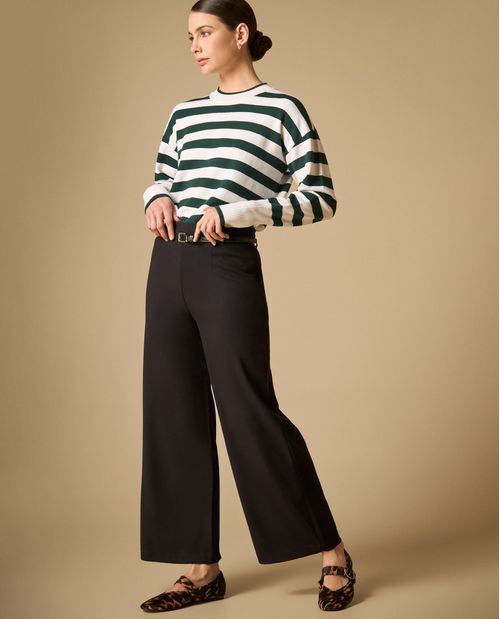 Pantalón palazzo tiro alto con cinturón para mujer