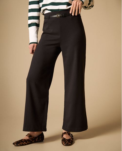 Pantalón palazzo tiro alto con cinturón para mujer