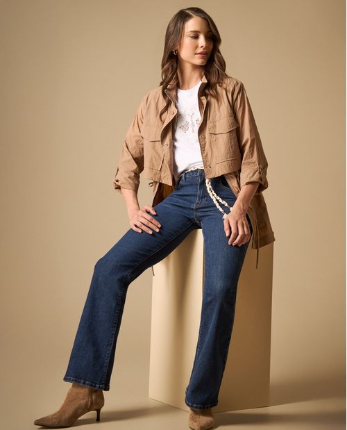 Jean acampanado de tiro alto para mujer