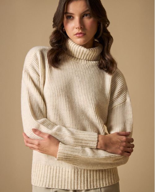Suéter cuello alto acanalado para mujer