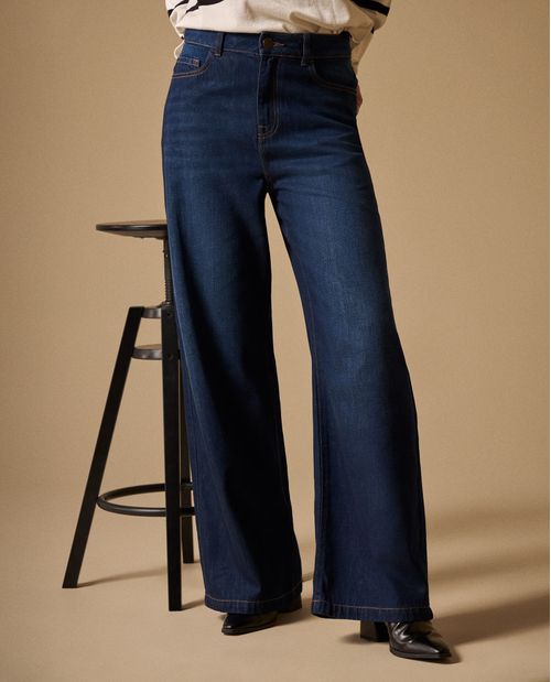 Jean Wide Leg Azul Oscuro Tiro Alto