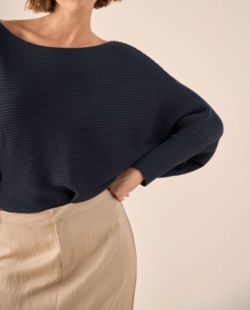 Suéter Tejido Acanalado Off-Shoulder