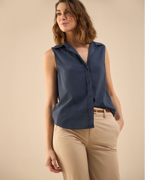 Camisa clásica manga sisa para mujer