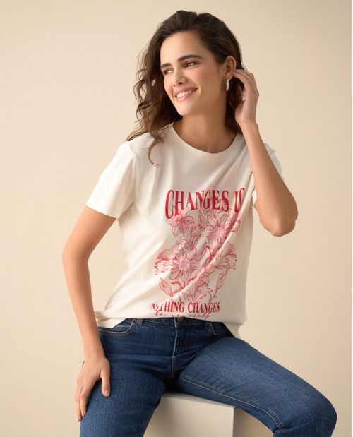 Camiseta de cuello redondo para mujer